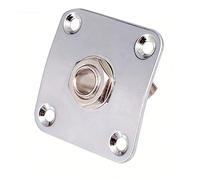 VGEBY Remplacement de Prise d'entrée de Guitare, Plaque Jack Carrée en Alliage de Zinc 1 Prise de Sortie de 4 Pouces, Paquet de 5 avec 20 Vis, 3,5 X 3, Cm pour Réparation de Guitare (SILVER)