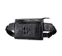 VGEBY Sac à Bandoulière, Sac de Taille en Cuir Multipoches à Sangle Réglable avec Couche Supérieure en Cuir de Vache et Doublure en Tissu adapté aux Voyages Sportifs de Plein Air (Black)