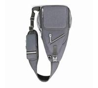 VGEBY Sac à dos en bandoulière, sac pour randonnée, voyage avec trou pour écouteurs, bande réfléchissante de sécurité et bandoulière respirante, sac banane de grande capacité, gris, Décontracté