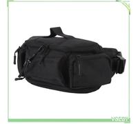 VGEBY Sac à taille Sac de taille résistant à l'eau Répartiment de grande capacité Storage à courroie réglable sport randonnee Noir