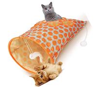 VGEBY Sac de Couchage pour Chat, Sac Pliable en Polyester pour Tunnel de Chat, 5 Trous pour Jouer en Intérieur et Se Cacher (Orange)