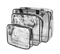 VGEBY Sacs de Voyage Transparents 3 Pièces, Organisateur de Maquillage en PVC Imperméable pour Articles de Toilette, Ensemble de Pochettes Portables pour Femmes, Salle de Sport, Natation, Voyage