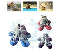 VGEBY Sangle D'épaule Réglable en Caoutchouc Bottes pour Chien 4 Pièces Chaussettes pour Animaux de Compagnie pour Chiens Mignons Chaussures de Neige de Pluie Petit Chien Bleu/Noir/Rouge S, M, L 4