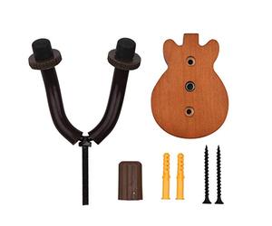 VGEBY Support Mural pour Guitare en Bois Massif avec Tiges Métalliques Stabilisatrices pour Guitare électrique Acoustique, ukulélé Basse, Facile à Installer, pour les Amateurs de (Grain de bois foncé)