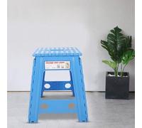 VGEBY Tabouret Pliable, Chaise en Plastique Portable avec Conception Antidérapante pour Salon, Chambre à Coucher, Utilisation en Extérieur (Point Blanc Bleu Saphir)