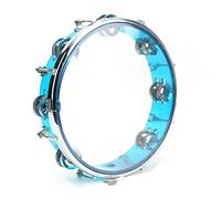 VGEBY Tambourin, Instrument de Percussion Réglable à Double Rangée de 10 Pouces avec des Jingles en Métal Croustillants pour le karaoké de Performance de Fête (BLUE)