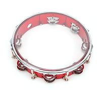 VGEBY Tambourin, Instrument de Percussion Réglable à Double Rangée de 10 Pouces avec des Jingles en Métal Croustillants pour le karaoké de Performance de Fête (rouge)
