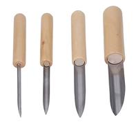VGEBY Tonlochschneider Ensemble de 4 Outil de Poinçonnage à moitié Rond en Acier Inoxydable pour la Poterie - Poignée en Bois Massif - Céramique Bricolage