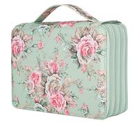 VGEBY Trousse à Crayons à 200 Emplacements avec Motif Rose élégant, Porte-Stylo à Fermeture éclair à 4 Couches pour étudiants, Rangement de Papeterie en Tissu de Haute qualité 8,1 X 11 X 2,8 Pouces