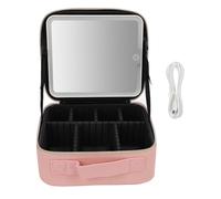 VGEBY Trousse de Maquillage LED Portable, Matériau TPU élégant, Miroir LED à intensité Variable, Trousse de Maquillage de Voyage Idéale pour Les Amateurs de beauté (Pink)