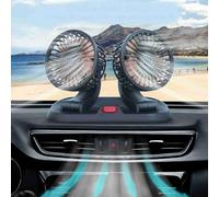 VGEBY Ventilateur de Refroidissement de Voiture, Conception à Double Tête en ABS, Circulateur d'air Réglable pour Véhicules et SUV, 2 Niveaux de Vitesse pour un Voyage Confortable (Type 24V)