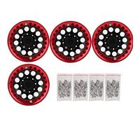 VGEBY1 4pcs Jantes RC, 1.9in Jantes de Roue de Moyeu en Aluminium Jante Beadlock Ensemble pour SCX10 1/10 RC Voiture de Chenille(Noir Rouge)