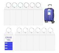 VGECEE 12 Pcs Étiquettes Valise Étanche, Étiquette Bagage Avion Transparentes, Étiquettes Bagage Avion 18.6x9cm, Étiquette Porte Nom pour Valise avec Anneau Métal, pour Voyageurs Croisière Aéroport