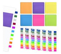 VGECEE 12 Pcs Sticky Notes et Marque Page Adhésif, Notes Adhesives Colorées 50 Feuilles et Marque Page Autocollant 1200 Feuilles, Blocs de Feuillets Autocollants en Papier, pour Livre Bureau École