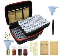 VGECEE 120 Fentes Boite à Graines Boîte de Rangement pour Graines Organisateur de Semences avec des Sachets, des étiquettes, Un Entonnoir et Une Pince à épiler pour Graines de Légumes et de Fleurs
