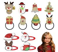 VGECEE 12PCS Pinces à Cheveux de Noël - 2 Styles de Pinces et 4 Élastiques - Barrettes à Cheveux de Noël pour Filles, Accessoires de Cheveu de Noëls pour Filles Cadeau de Décoration de Noëls