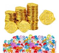 VGECEE 150PCS de Trésor Pirate - 50 Pièces de Bijoux et 100 Pièces d'or - Kit de Trésor de Pirate, Jeu de Chasse au Trésors, Jouets de Pirate, Décoration Pirate pour Fête Noël Halloween