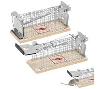 VGECEE 2 Pcs Piège à Rat à Ressort, Piege à Souris Intérieur 15.3x7.1x6 cm, Attrape Rat en Métal, Cage Souris sans Cruauté, Petite Cage Attrape pour Fouine, pour Garage Grenier Maison Cuisine