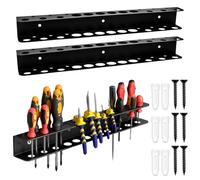 VGECEE 2PCS Support Tournevis Support Mural pour Outils Porte-outils Mural Porte-outils 18 Trous, 40 cm Organisateur de Tournevis en Acier au Carbone, Porte-tournevis avec Vis et Chevilles