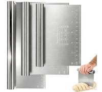 VGECEE 3PCS Grattoir à Pâte en Acier Inoxydable avec échelle de Mesure Spatule Cuisine Inox Spatules Pizza Pelle à Légumes Spatules à Pâte Coupe Pate Spatuless à Pâte de Cuisson pour Cakes Pâtisserie