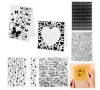 VGECEE 6 PCS Dossiers de Gaufrage Classeur de Gaufrage Plastique Transparent Rigide Pochoirs de Gaufrage Réutilisables avec 6 Motifs Uniques pour Scrapbooking, Carte DIY, Artisanat, Cadeau Créative