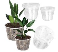 VGECEE 6 Pcs Pot Transparent Orchidée 11/12.5cm, Pots de Fleur Plastique avec Trou de Drainage, Pot Plante Intérieur Rond, Pots Orchidée Botanic Anti-pourri, pour Balcon Jardin Bureau Horticulture