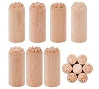 VGECEE 7PCS Tampon Poterie 5x2 cm Outils de Poteries en Bois Tampon Motif Fleur, Coeur, Pattes et Feuilles, Timbre de Poterie Timbres en Bois Naturel pour Argile Artisanat Décor Scrapbooking Biscuit