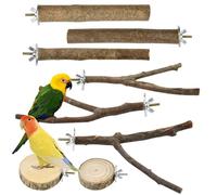 VGECEE 8 Pcs Perchoir Perroquet en Bois, Perchoir Oiseau Arbre avec Vis et Rondelles, Branches en Bois de Cage à Oiseaux, Jouet Perroquet Enfant Multiforme, pour Calopsittes Inséparables Canaris