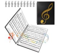 VGECEE Classeur A4 pour Partitions de Musique Dossier Feuilles de Musique Classeur à Partitions avec 10 Pinces Porte-partitions 40 Pages Classeurs à Partition A4 Étanche Pour Musiciens, Choristes