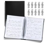 VGECEE Dossier de Rangement pour Partitions de Musique Classeur A4 pour Partitions de Musique Dossier Feuilles de Musiques Classeur à Partition A4 Étanche avec 10 Pinces Porte-partitions 40 Pages