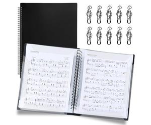 VGECEE Dossier de Rangement pour Partitions de Musique Classeur A4 pour Partitions de Musique Dossier Feuilles de Musiques Classeur à Partition A4 Étanche avec 10 Pinces Porte-partitions 40 Pages