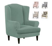 VGECEE Housse pour Fauteuil à Oreilles Housse pour Fauteuil Housses pour Siège de Chaise Cantilever Housses de Canapé en Velours, Jetés pour Fauteuils à Dossier Haut (Vert)