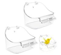 VGECEE Lot de 2 Baignoire à Oiseaux Suspendue Bain d'oiseau pour Cage Baignoires pour Perroquets Oiseaux Baignoire Transparente à Suspendre Outil Suspendu Baignoires pour Petit Oiseau Perroquet Myna