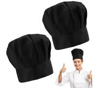 VGECEE Lot de 2 Bonnet de Cuisinier Unisexe, Toque de Cuisiniers Réglables, Chapeau de Chef Cuisinier Elastique Toque de Cuisiniers Bonnet de Cuisine en Polyester-Coton pour la Cuisine, la Pâtisserie