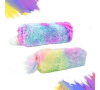 VGECEE Lot de 2 Trousses à Crayons en Peluche Arc-en-Ciel Sac à Crayons de Grande Capacité Trousse Crayon de Couleur Trousse Scolaire Trousses à Crayon Mignonne pour Filles Garçons Étudiant Adulte