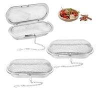 VGECEE Lot de 3 Filtre à Thé, Boule à Thé, Passoire à Thés en Acier Inoxydable, Passoire à Epices, Infuseur à Thés avec Chaîne, Boule à Épices Ovale Filtre à Épices pour Maison Restauration Cuisine