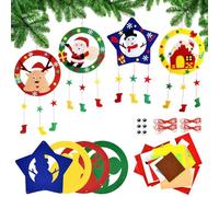VGECEE Lot de 4 Guirlandes de Noël en Feutre Kit Bricolage Noel Enfant en Feutre Kit de Guirlande de Noël à Faire Soi-même Couronnes en Feutres à Suspendre pour Décoration de Porte, de Sapin de Noëls