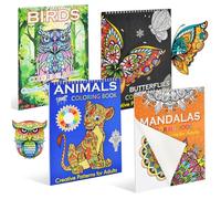 VGECEE Lot de 4 livres de coloriage pour adultes - Format A4 - Livre de coloriage pour adultes - Livre de coloriage animaux - 80 feuilles - Motif mandala - Pour soulager le stress et se détendre