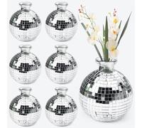 VGECEE Lot de 6 Vase Boules Disco, Vases Disco Boule à Facettes pour Pot de Fleurs Vase Boule Discos Décorative Pot de Fleurs Discos Décoration pour Table Jardin Fête Mariage Maison - 10 x 9 CM