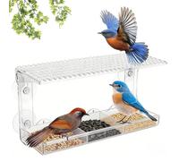 VGECEE Mangeoire à Oiseaux de Fenêtre, Nichoir Transparent Mangeoire à Ventouses pour Mésanges, Moineaux et Oiseaux Sauvages Mangeoires à Oiseau Suspendue Distributeur Graines Oiseau en Acrylique