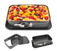 VGECEE Moule à Gâteaux Rectangulaire à Charnière 28 x 18 cm Moule à Charnière Carré en Acier au Carbone Moules à Charnières pour Cheesecake Carré Moules à Gâteau à Ressort Rectangulaire pour Cuisson