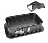 VGECEE Moule à Gâteaux Rectangulaire à Charnière 28 x 18 cm Moule à Charnière Carré en Acier au Carbone Moules à Charnières pour Cheesecake Carré Moules à Gâteau à Ressort Rectangulaire pour Cuisson