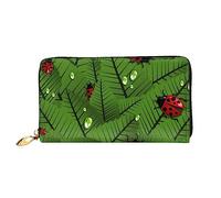 VGFJHNDF Portefeuille élégant en cuir imprimé avec motif taekwondo, pour 12 cartes, 4 poches pour espèces, 1 poche zippée pour pièces de monnaie, Feuilles et coccinelles., Taille unique