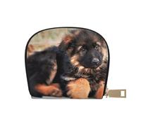 VGFJHNDF Portefeuille et porte-cartes en cuir imprimé « Beach in Sunset Time » - Cadeau élégant pour homme et femme, Joli chiot berger allemand., Taille unique