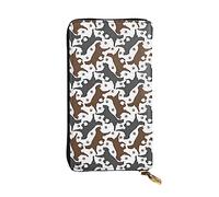 VGFJHNDF Portefeuille long en cuir imprimé floral rose avec feuilles, 12 emplacements pour cartes de crédit, 4 poches pour espèces, 1 poche zippée pour pièces de monnaie, Trotting Patte plate