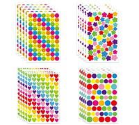 vgggrd 20 Feuilles Gommettes Autocollantes Enfants, 1375 Pièces Kids Stickers Forme de Coeurs Étoiles Pois Autocollants Colorés pour DIY Accessoires Activites Manuelles pour Enfants