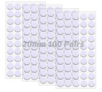 vgggrd 20 MM Scratch Autocollant Rond, 100 Paires Crochet et Boucle Adhésifs, Scratch Autocollant Double Face Pastilles pour DIY Meubles Artisanat, Autocollantes Points Arrière Dots Coins
