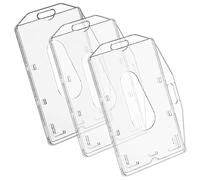 vgggrd 3 Pcs Porte Badge Transparent, Porte-Cartes en PC Plastique dur, Vertical et Horizontal, Cartes Porte-Badge pour Clé De Proximité, Carte De Crédit, Nominatif et Carte D'identité