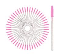 vgggrd 50 Pièces Brosses à Cils Jetables, Goupillon Cils, Brosse à Sourcils, Brosse Cils, Outil de Maquillage Mascara, Brosse à Sourcils Applicateur (Rose Transparent)