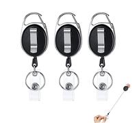 vgggrd Porte-Clés Rétractable [3 Pièces], 70cm Porte-Badge Enrouleur avec Ressort Renforcé et Cordon Résistant pour Carte Transport, Cartes Crédit, Pantalons et Ceintures